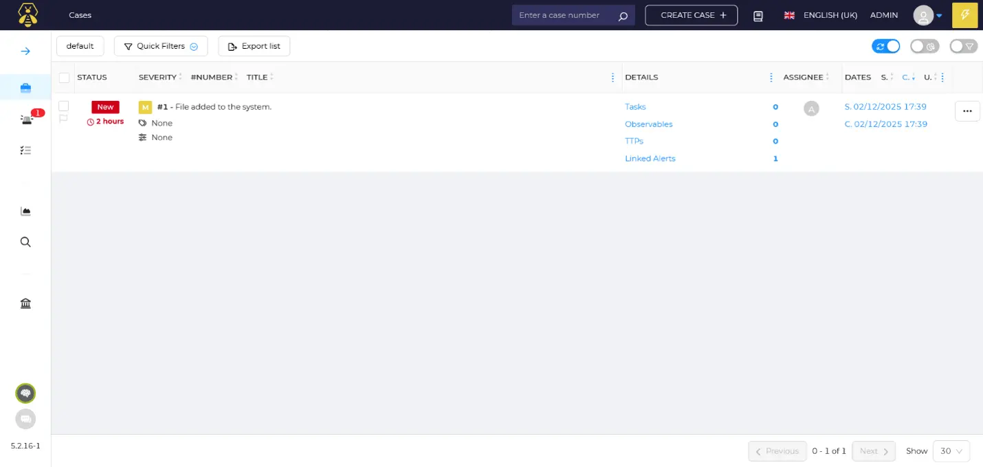 TheHive incident response interface